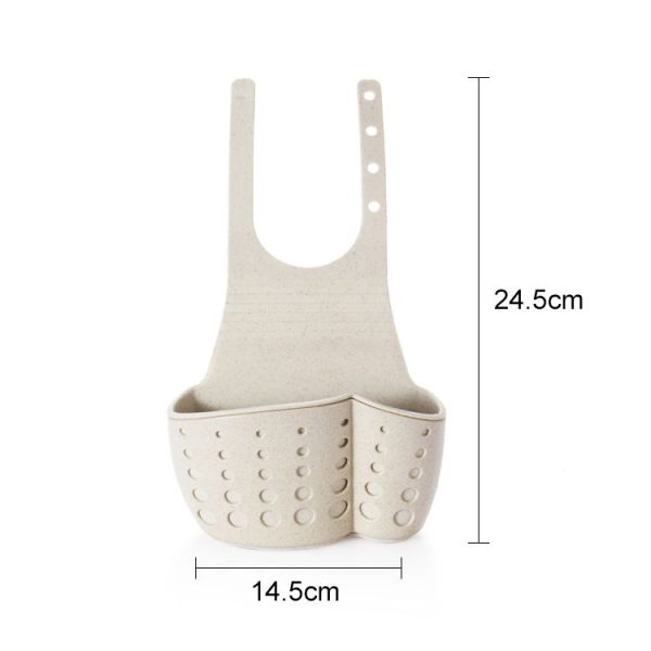 Kitchen Sponge Drain Holder Wheat Fiber Storage Rack Basket Wash Cloth Toilet Soap Shelf Organizer (Beige) - Image 3