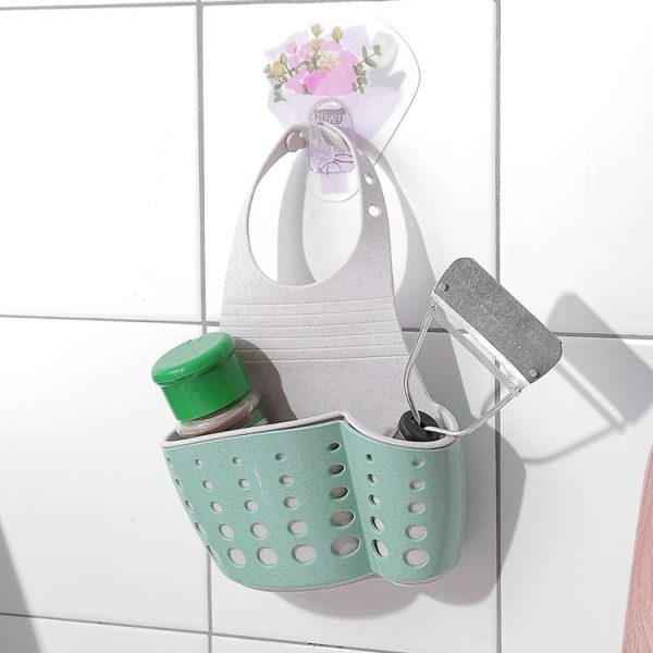 Kitchen Sponge Drain Holder Wheat Fiber Storage Rack Basket Wash Cloth Toilet Soap Shelf Organizer (Beige) - Image 8