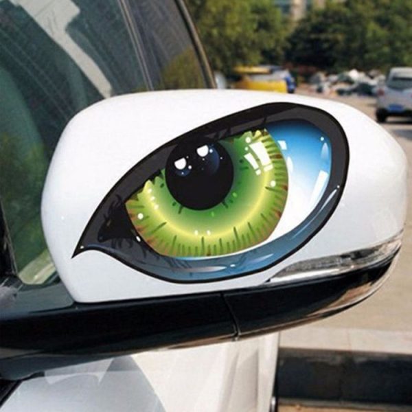 1pc Car Reflective Car Sticker Rearview Mirror Eye Funny Sticker 3D Scratch Blocking Body Sticker Decorative Sticker (Colorful Black) - Image 5
