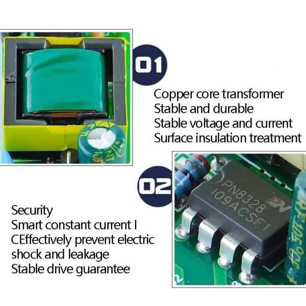 2 PCS 8-12W Two-Color Isolation Drive Power Supply 85-265V Wide Pressure Bulb / Downlight / Ceiling Light Drive Power Supply - Image 5