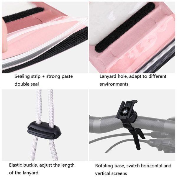 Rhinowalk SK300 Waterproof Bicycle Mobile Phone Bracket Drifting Swimming Cycling Phone Bag (Pink) - Image 6