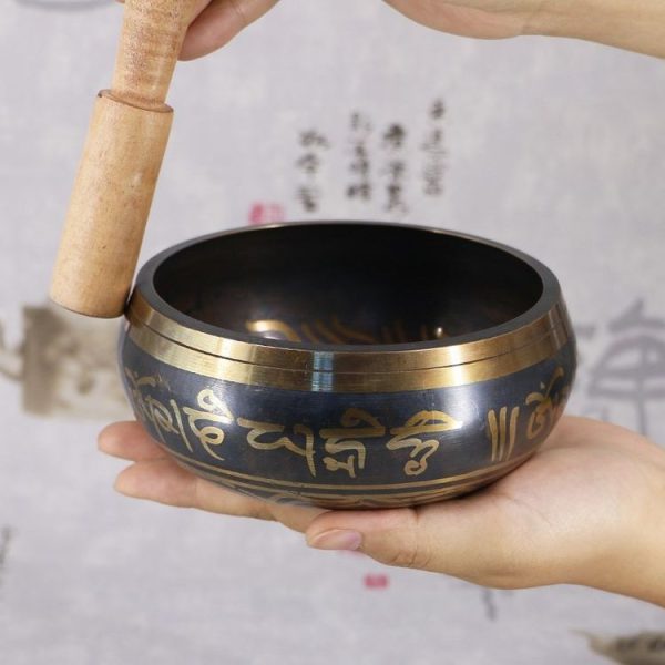 FB02-T8 Buddha Sound Bowl Yoga Meditation Bowl Home Decoration, Random Color And Pattern Delivery, Size: 8cm (Bowl+Small Wooden Stick) - Image 4