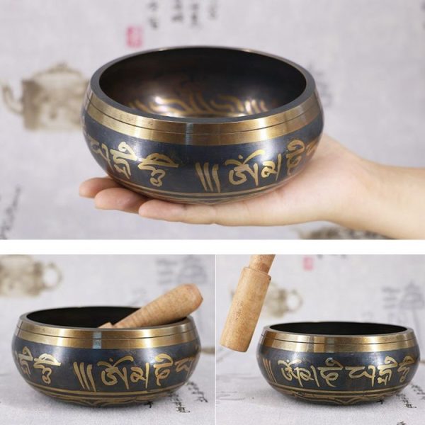 FB02-T8 Buddha Sound Bowl Yoga Meditation Bowl Home Decoration, Random Color And Pattern Delivery, Size: 8cm (Bowl+Small Wooden Stick) - Image 5