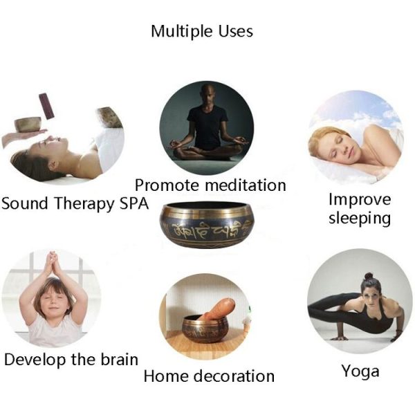 FB02-T8 Buddha Sound Bowl Yoga Meditation Bowl Home Decoration, Random Color And Pattern Delivery, Size: 8cm (Bowl+Small Wooden Stick) - Image 6