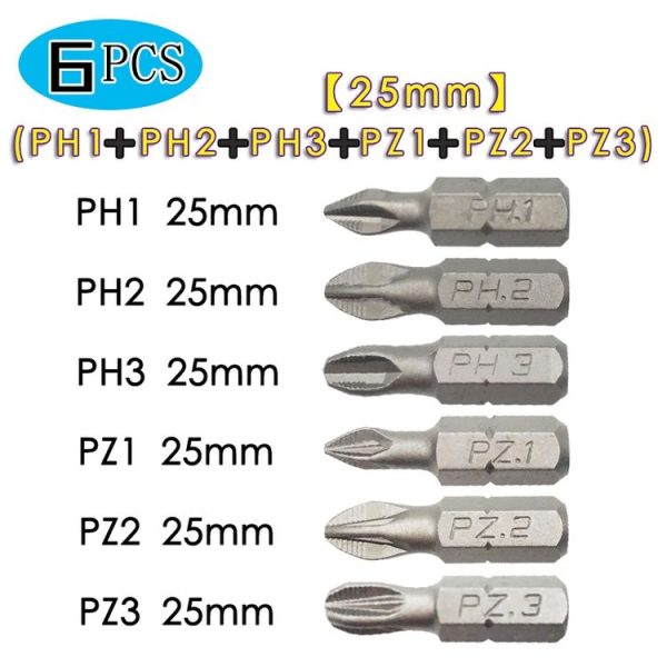 6PCS / set 25mm Strong Magnetic Hand Drill Screwdriver Mouth Anti-Slip Screwdriver Bit - Image 2