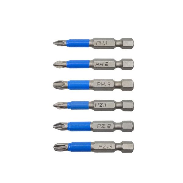 6PCS / set 50mm Strong Magnetic Hand Drill Screwdriver Mouth Anti-Slip Screwdriver Bit
