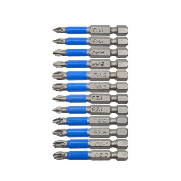 12 PCS / set 50mm Strong Magnetic Hand Drill Screwdriver Mouth Anti-Slip Screwdriver Bit