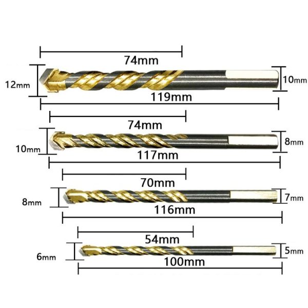 12mm Titanium-Plated King Drill Porcelain Brick Glass Brick Drill Punched Twist Triangle Drill - Image 2
