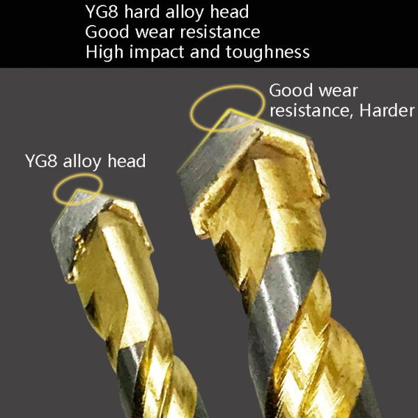 12mm Titanium-Plated King Drill Porcelain Brick Glass Brick Drill Punched Twist Triangle Drill - Image 3