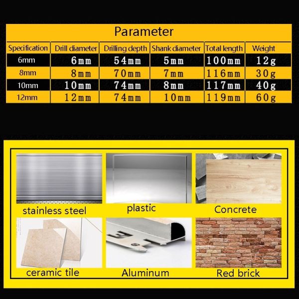 12mm Titanium-Plated King Drill Porcelain Brick Glass Brick Drill Punched Twist Triangle Drill - Image 6