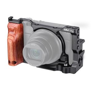 Ulanzi UURig C-RX100 VII Camera Vlogging Cage with Wood Handle Handgrip Dual Cold Shoe Mount For Sony RX100 VII M7 / VI M6 (Black)