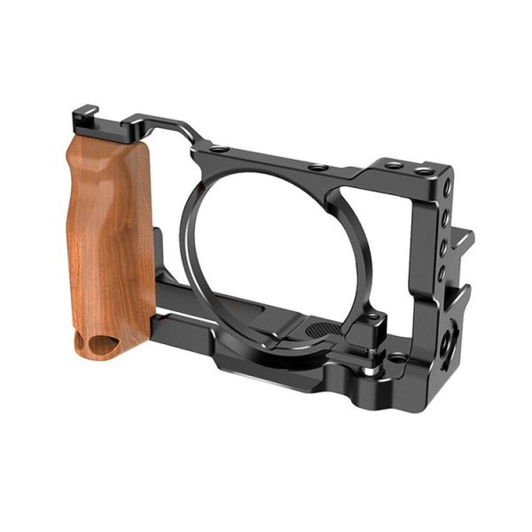 Ulanzi UURig C-RX100 VII Camera Vlogging Cage with Wood Handle Handgrip Dual Cold Shoe Mount For Sony RX100 VII M7 / VI M6 (Black) - Image 2
