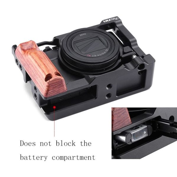 Ulanzi UURig C-RX100 VII Camera Vlogging Cage with Wood Handle Handgrip Dual Cold Shoe Mount For Sony RX100 VII M7 / VI M6 (Black) - Image 3
