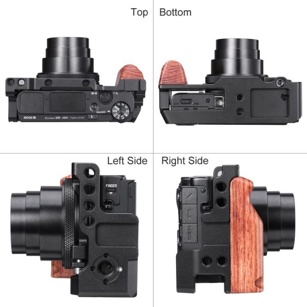 Ulanzi UURig C-RX100 VII Camera Vlogging Cage with Wood Handle Handgrip Dual Cold Shoe Mount For Sony RX100 VII M7 / VI M6 (Black) - Image 6