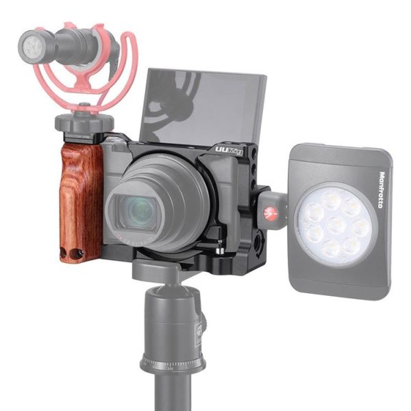 Ulanzi UURig C-RX100 VII Camera Vlogging Cage with Wood Handle Handgrip Dual Cold Shoe Mount For Sony RX100 VII M7 / VI M6 (Black) - Image 8