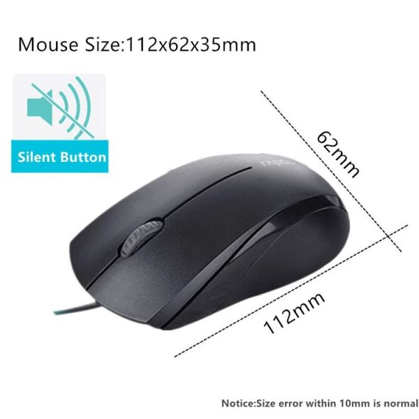Rapoo N1600 1000 DPI 3 Keys Office Business Silent Wired Mouse, Cable Length: 1.5m (Black) - Image 5