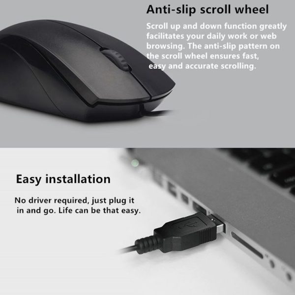 Rapoo N1600 1000 DPI 3 Keys Office Business Silent Wired Mouse, Cable Length: 1.5m (Black) - Image 7