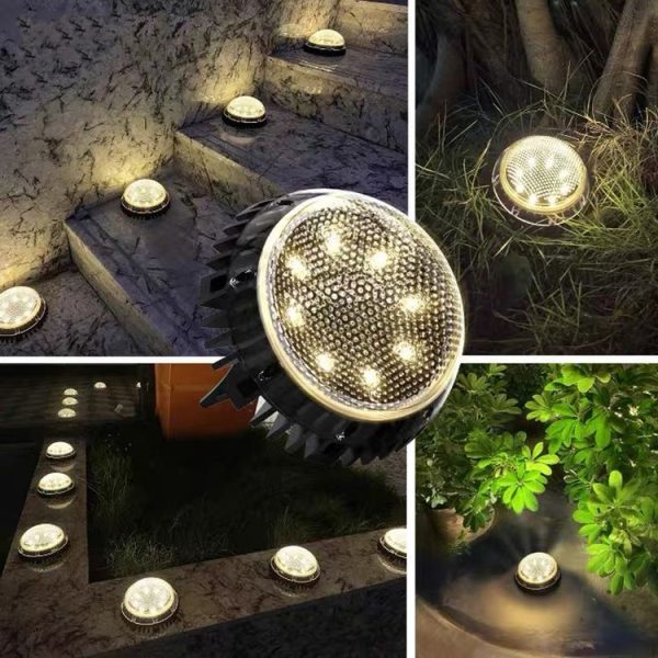 8 LEDs Solar Circular Underground Light Outdoor Waterproof Lawn Stair Light, Light Color: White Light - Image 5