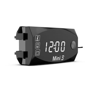 Voltage Clock And Temperature 3 In 1 LED Electronic Meter Large-Screen Digital Display Waterproof And Dustproof Voltmeter (White Light)