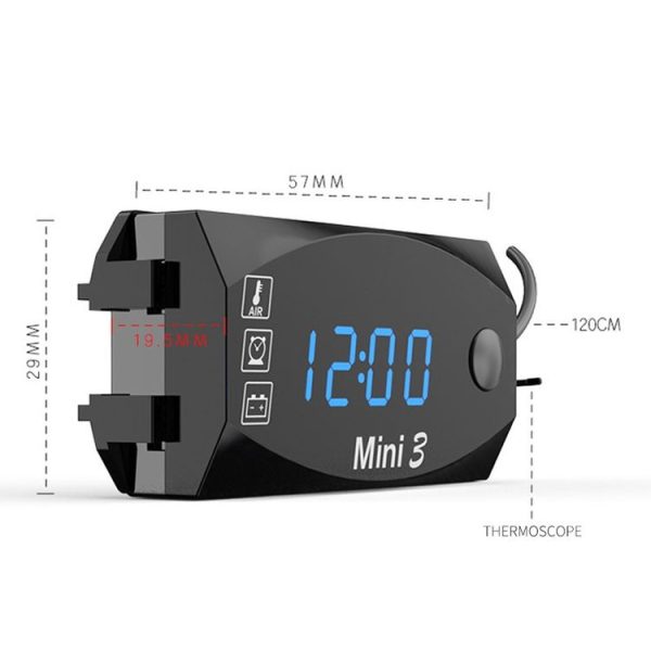 Voltage Clock And Temperature 3 In 1 LED Electronic Meter Large-Screen Digital Display Waterproof And Dustproof Voltmeter (White Light) - Image 3