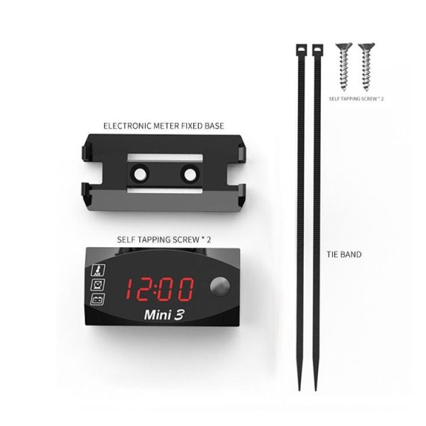 Voltage Clock And Temperature 3 In 1 LED Electronic Meter Large-Screen Digital Display Waterproof And Dustproof Voltmeter (White Light) - Image 4