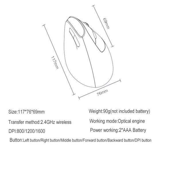Rapoo MV20 Ergonomic Wireless Silent Vertical Mouse (Silent Version) - Image 3