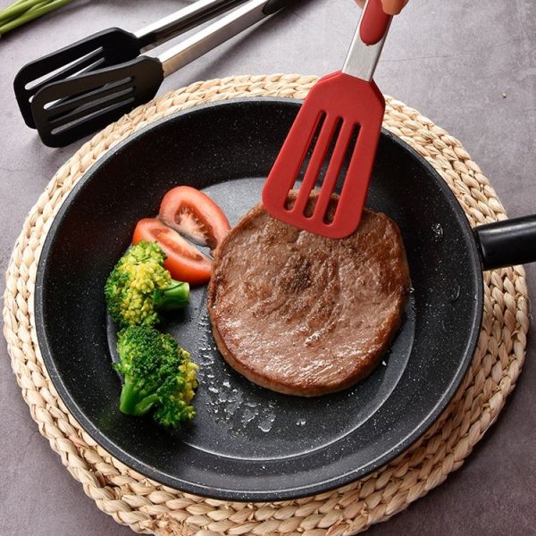Stainless Steel Silicone Food Spatula Food Clip Barbecue Steak Clip Barbecue Baking Tool, Size: 12 inch With Bracket (Random Color Delivery) - Image 7