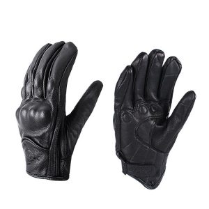 BSDDP A0102 Leather Full Finger Locomotive Gloves Racing Anti-Fall Breathable Touch Screen Gloves, Size: M (Nonporous)