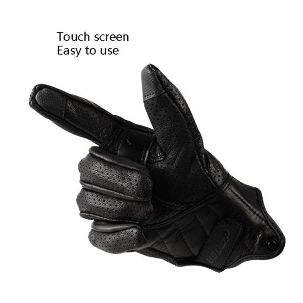 BSDDP A0102 Leather Full Finger Locomotive Gloves Racing Anti-Fall Breathable Touch Screen Gloves, Size: M (Nonporous) - Image 4