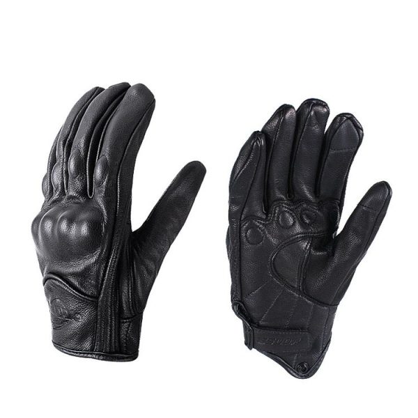 BSDDP A0102 Leather Full Finger Locomotive Gloves Racing Anti-Fall Breathable Touch Screen Gloves, Size: L (Nonporous)