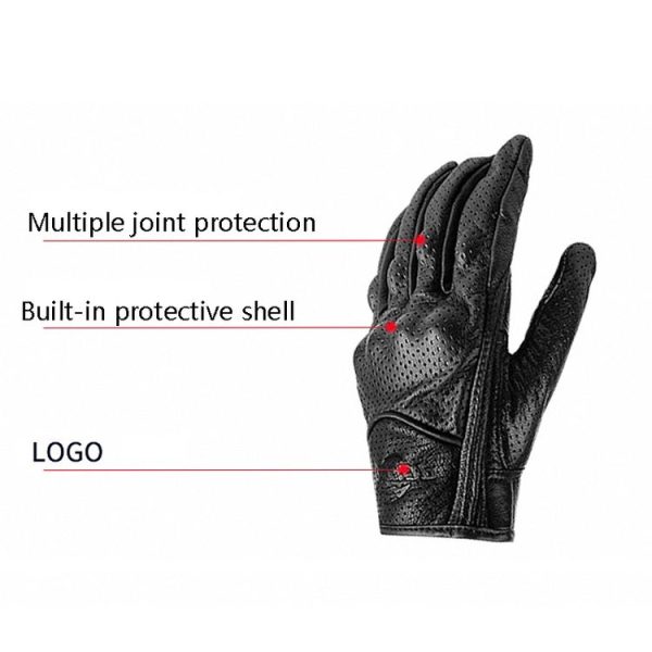 BSDDP A0102 Leather Full Finger Locomotive Gloves Racing Anti-Fall Breathable Touch Screen Gloves, Size: L (Nonporous) - Image 3