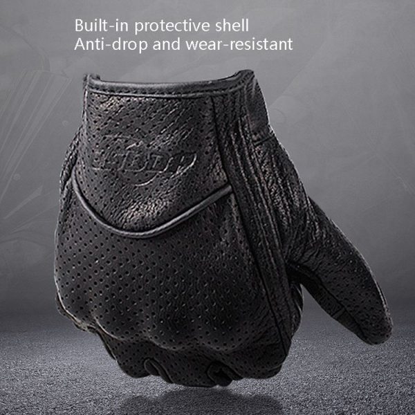 BSDDP A0102 Leather Full Finger Locomotive Gloves Racing Anti-Fall Breathable Touch Screen Gloves, Size: L (Nonporous) - Image 5
