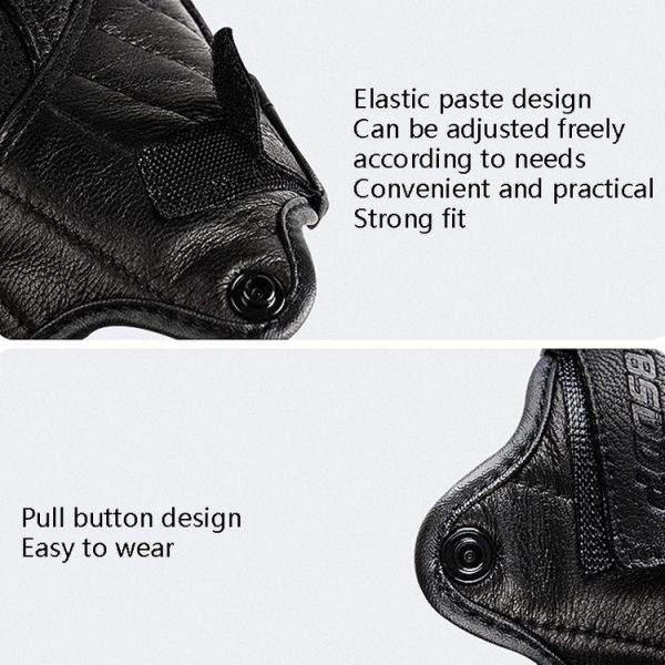 BSDDP A0102 Leather Full Finger Locomotive Gloves Racing Anti-Fall Breathable Touch Screen Gloves, Size: L (Nonporous) - Image 6