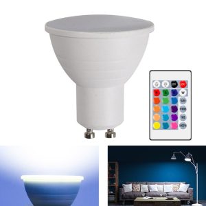Energy-Saving LED Discoloration Light Bulb Home 15 Colors Dimming Background Decoration Light, Style: Milky White Cover GU10 (RGB White)