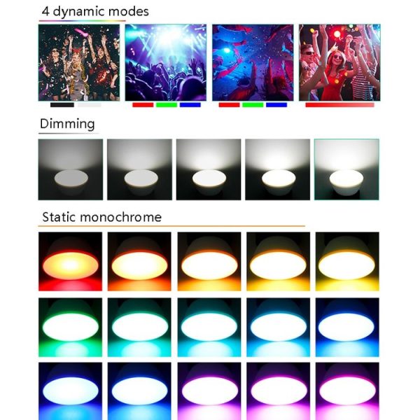Energy-Saving LED Discoloration Light Bulb Home 15 Colors Dimming Background Decoration Light, Style: Milky White Cover GU10 (RGB White) - Image 4