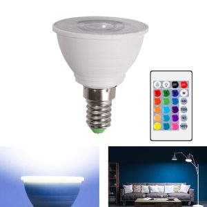 Energy-Saving LED Discoloration Light Bulb Home 15 Colors Dimming Background Decoration Light, Style: Transparent Cover E14 (RGB White)