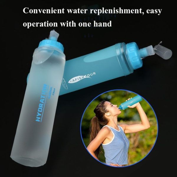 AFISHTOUR TPU Outdoor Sports Soft Water Bag Marathon Water Bottle Folding Water Bag, Capacity: 400ml (Transparent) - Image 4