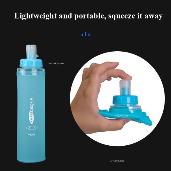 AFISHTOUR TPU Outdoor Sports Soft Water Bag Marathon Water Bottle Folding Water Bag, Capacity: 400ml (Transparent) - Image 5