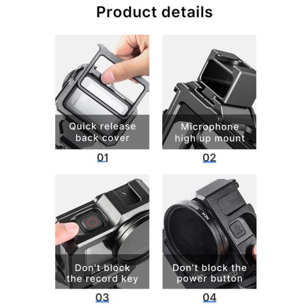 Ulanzi G9-5 Metal Vlog Case Housing Camera Cage with Dual Cold Shoes for GoPro HERO10 Black / HERO9 Black (Black) - Image 7