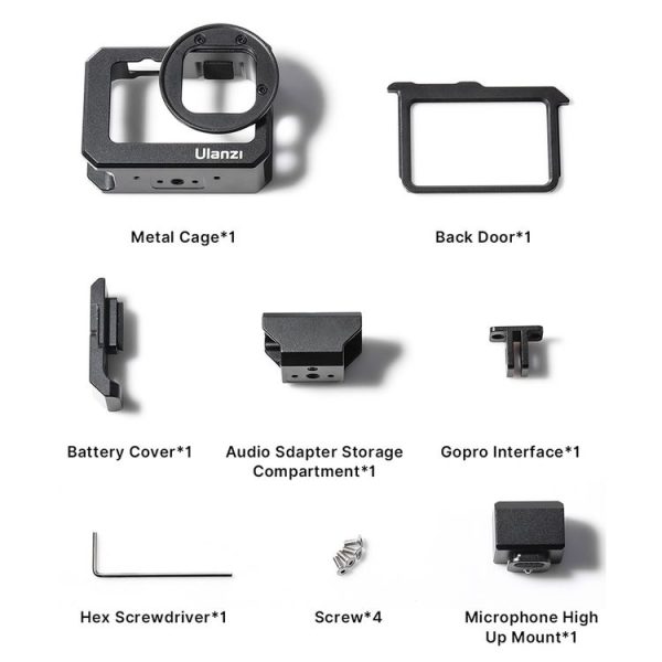 Ulanzi G9-5 Metal Vlog Case Housing Camera Cage with Dual Cold Shoes for GoPro HERO10 Black / HERO9 Black (Black) - Image 8