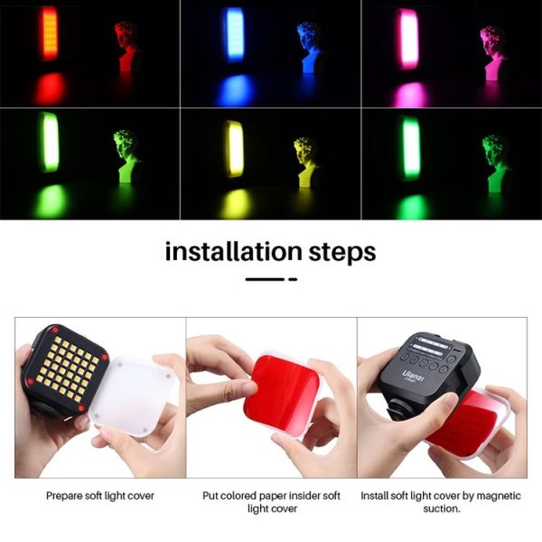 Ulanzi U-Bright Mini Camera 2700k-6500k LED Video Light Vlog Fill Light with Magnetic Soft Cover & 6 Colored Paper & 3 Cold Shoes - Image 6