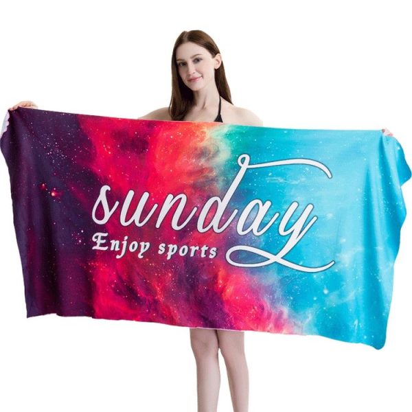 Sports Fitness Swimming Bath Towel Printed Double-Sided Velvet Absorbent Quick-Drying Beach Towel, Size: 155x80cm (Soft Lightning) - Image 6