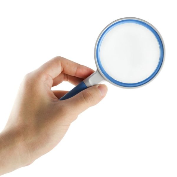 Hand-Held Reading Magnifier Glass Lens Anti-Skid Handle Old Man Reading Repair Identification Magnifying Glass, Specification: 100mm 3 Times (Blue White) - Image 4