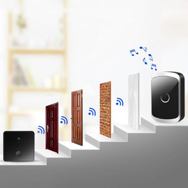 CACAZI FA50 1 For 1 Push-button Self-generating Wireless Doorbell, Plug: EU Plug (Black) - Image 7