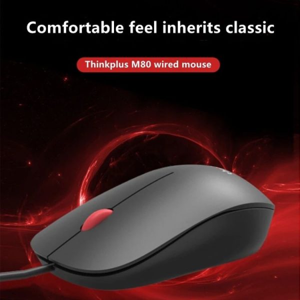 Lenovo Thinkplus M80 Office Lightweight Ergonomic Laptop Mouse, Specification: Wired - Image 3