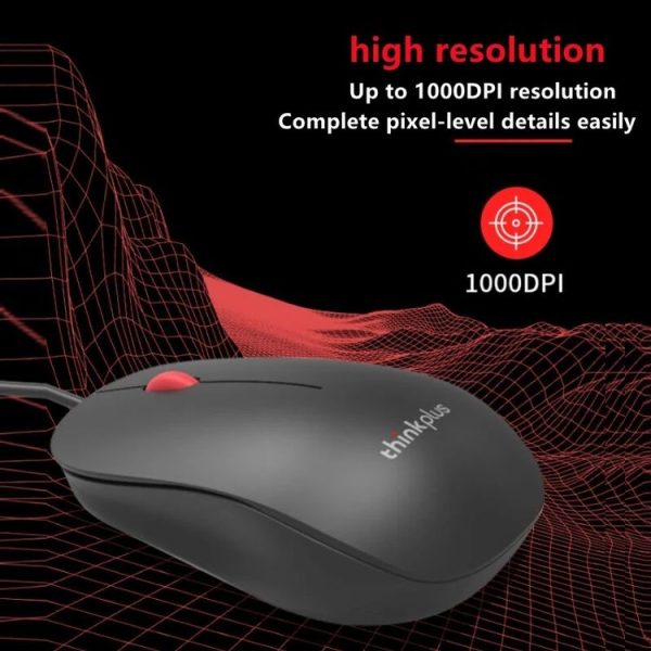 Lenovo Thinkplus M80 Office Lightweight Ergonomic Laptop Mouse, Specification: Wired - Image 4