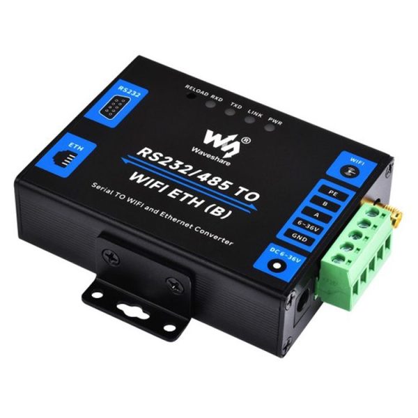 Waveshare Industrial Grade Serial Server RS232 / 485 to WiFi / Ethernet RJ45 Network Port