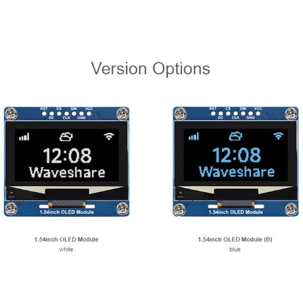 Waveshare 1.54 Inch OLED Display Module, 128x64 Resolution, SPI / I2C Communication (White) - Image 7