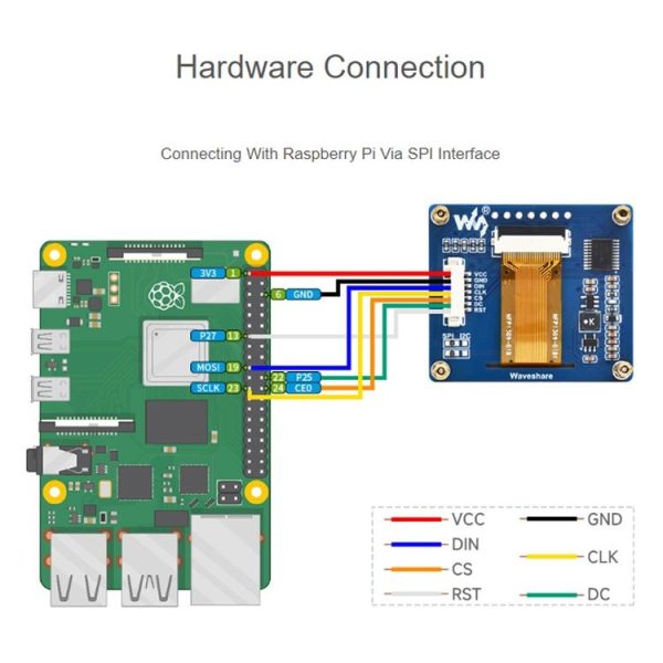 Waveshare 1.54 Inch OLED Display Module, 128x64 Resolution, SPI / I2C Communication (White) - Image 9