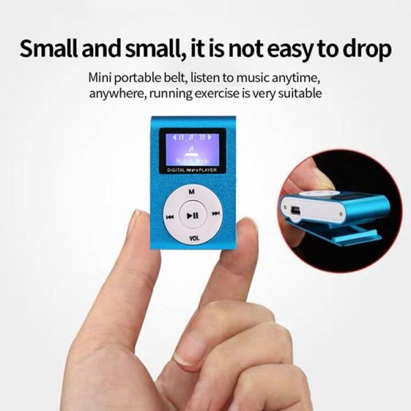 512M+Earphone+Cable Mini Lavalier Metal MP3 Music Player with Screen (Pink) - Image 6